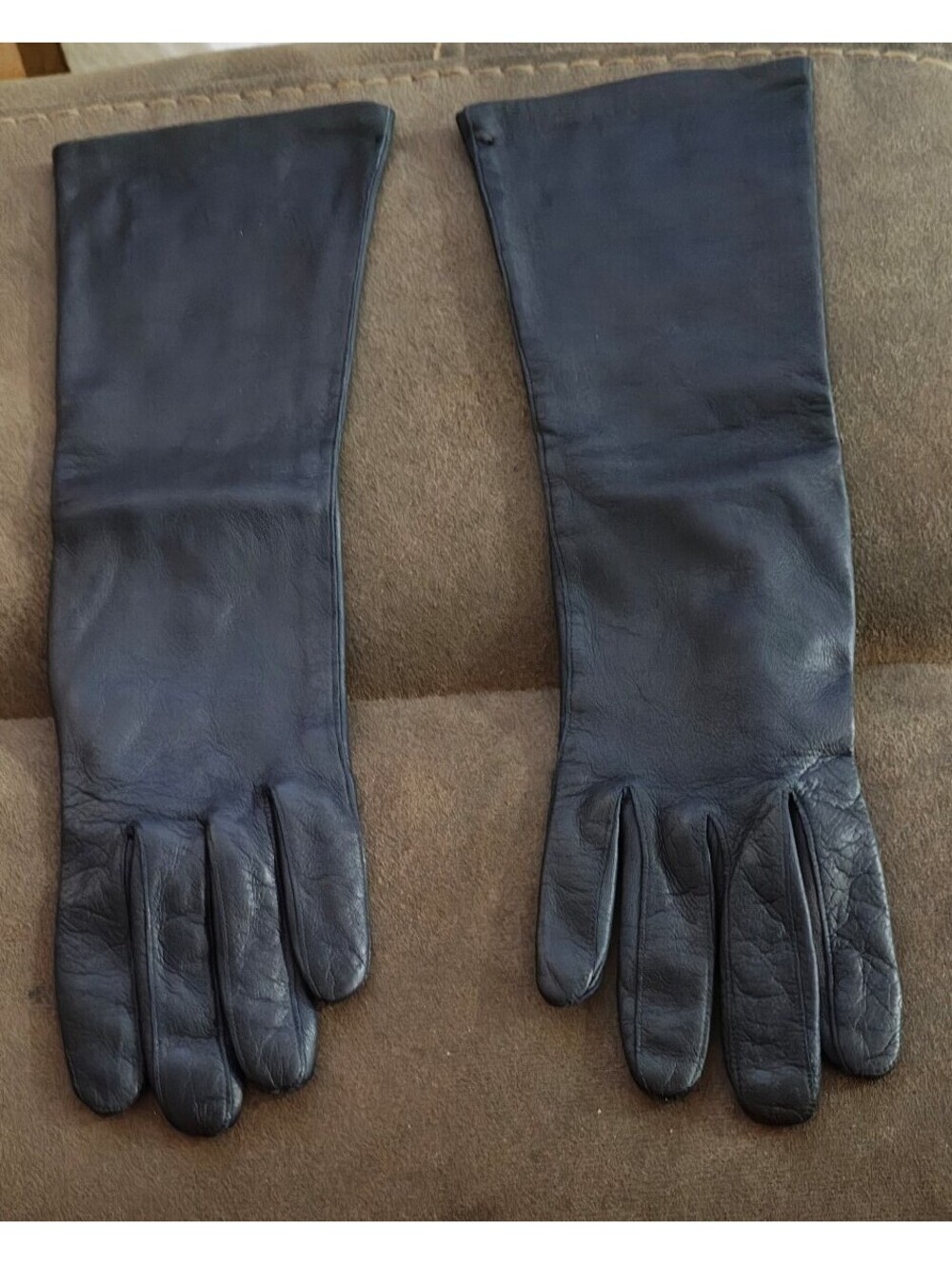 1950s/60’s Bamberger’s New Jersey Dark Navy Blue Long Leather Gloves
